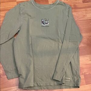 Buddy System Long Sleeve Shirt Kids Size M Life is Good Green